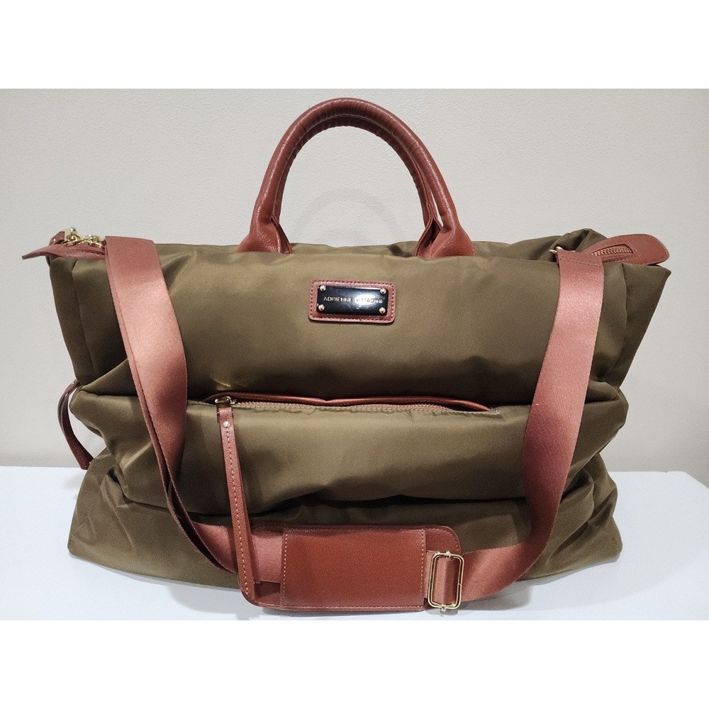 Adrienne Vittadini Versailles Collection Quilted Duffle Bag Brown Travel CarryOn
